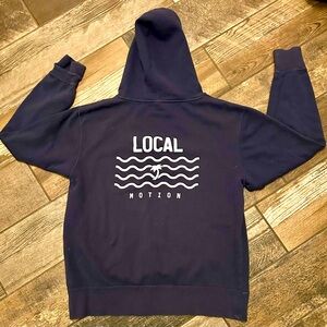 LOCAL MOTION HAWAII VTG Y2K  Navy Hoodie Size M Unisex Surf Skate Beach 90’s